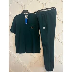 NEW ADIDAS ORIGINALS Men's 2XL Trefoil Essentials Trackpants & Tee Aurora Ivy
